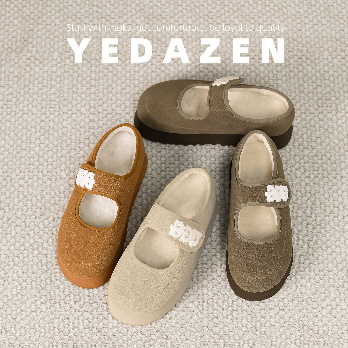 小土豆毛毛鞋女外穿冬季加绒圆头棕色玛丽珍鞋厚底增高魔术贴单鞋,淘宝优惠券,粉丝福利购,淘宝优惠卷