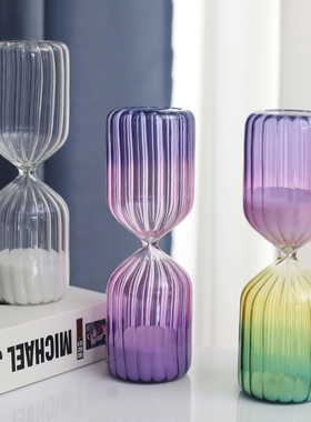 玻璃15分钟计时彩色渐变沙漏摆件