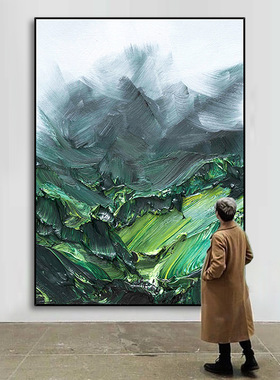 大芬村手绘肌理油画绿色风景立体