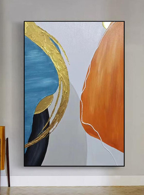 大芬村手绘橙色画现代客厅沙发背