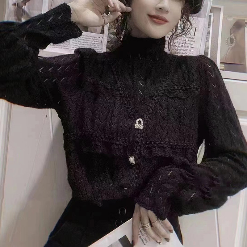 半高领蕾丝欧洲站2021秋冬新款t恤 芙薇雅服饰蕾丝衫/雪纺衫