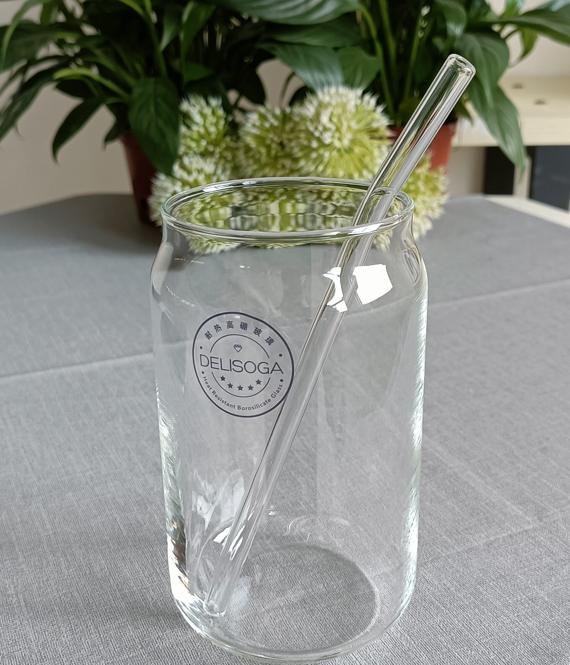 两只装 高硼硅料带吸管玻璃杯耐高温130度耐低温