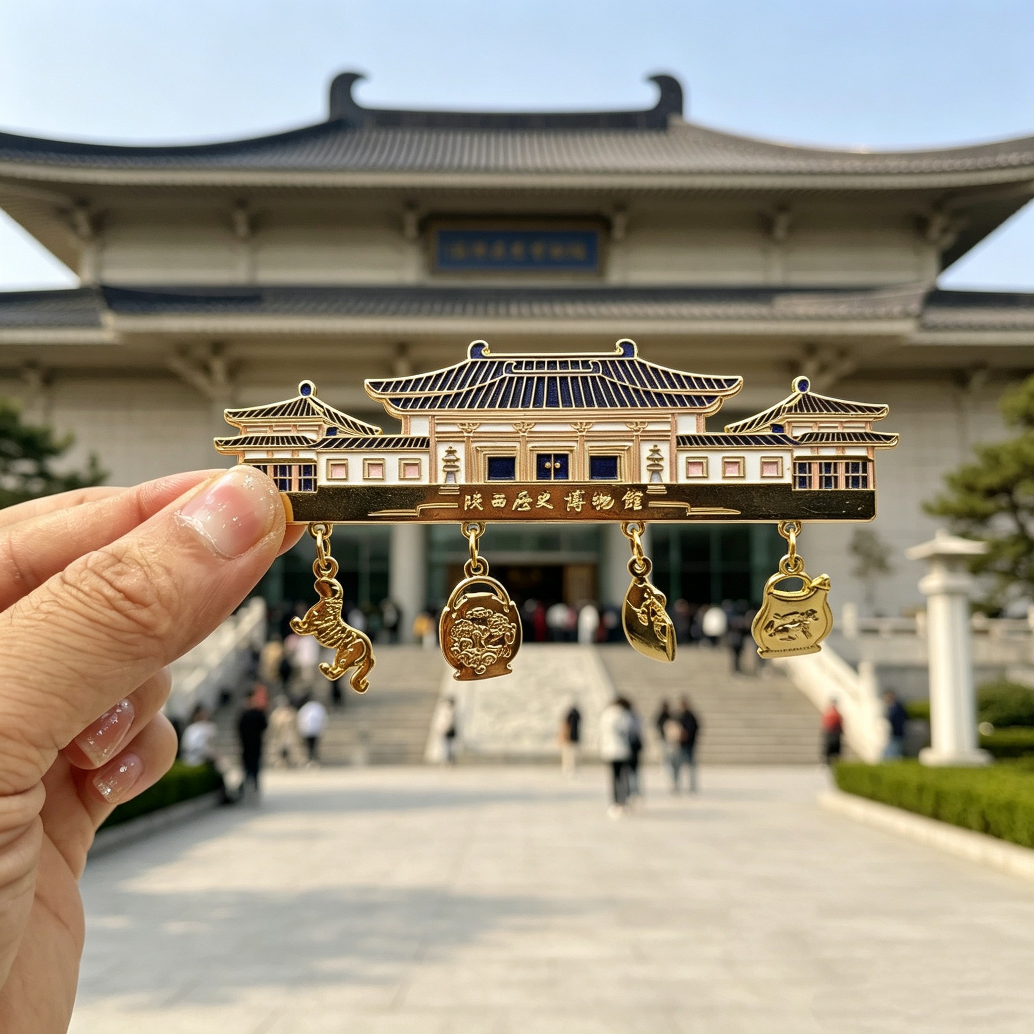 陕西历史博物馆金属冰箱贴西安文创纪念品虎符倒流壶旅游伴手礼