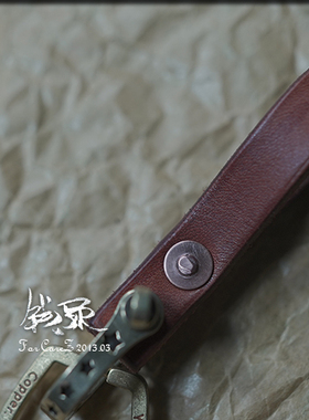 手工复古阿美咔叽男士真皮钥匙扣