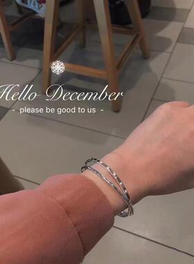 双环四叶草手镯女光面实心闭口镯子年轻款送女友