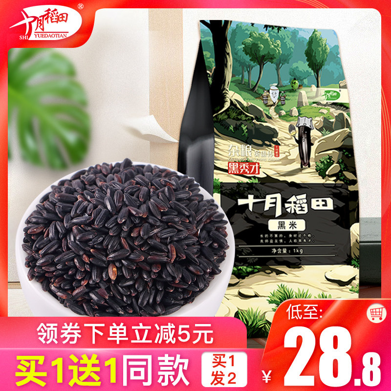 买1送1 十月稻田长粒黑米黑大米东北黑糙米