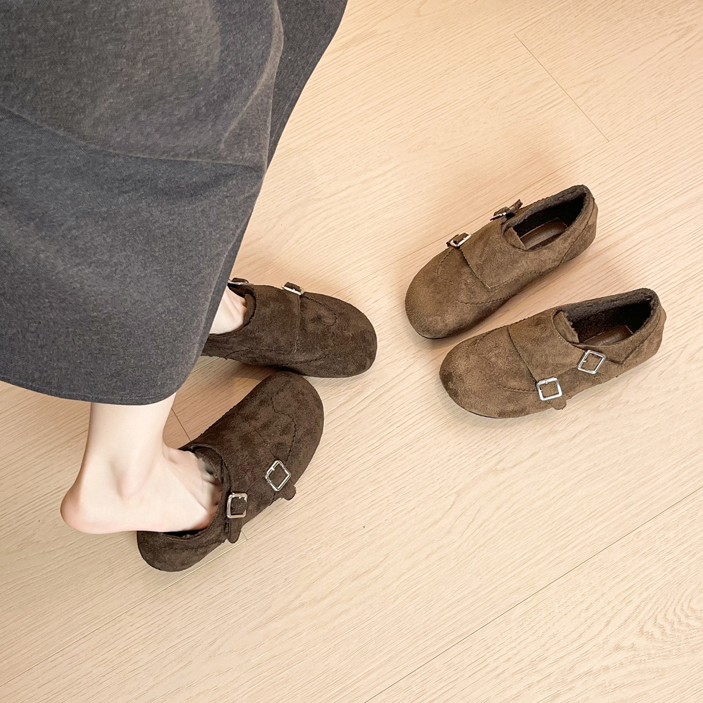 勃肯鞋女2025新款冬季加绒外穿棉鞋一脚蹬懒人鞋豆豆鞋女大码女鞋,淘宝优惠券,粉丝福利购,淘宝优惠卷