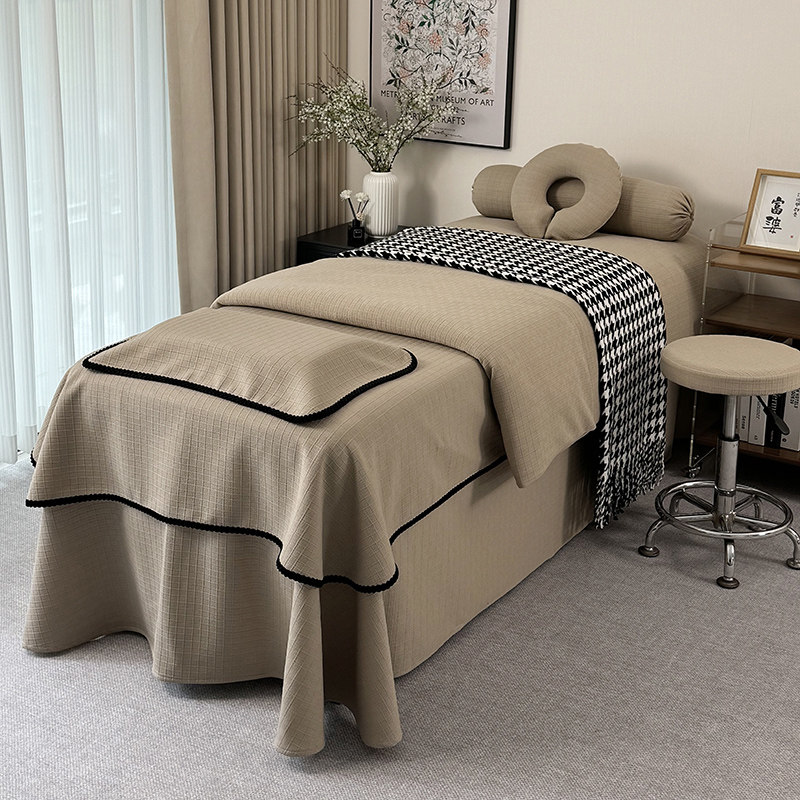 四季通用美容床罩四件套针织棉非纯棉高端轻奢美容院床单2三有洞,淘宝优惠券,粉丝福利购,淘宝优惠卷