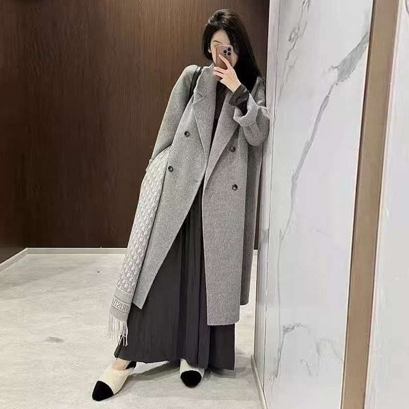 毛呢大衣女秋冬夹棉中长款过膝双排扣西装领风衣宽松显瘦外套学生,淘宝优惠券,粉丝福利购,淘宝优惠卷