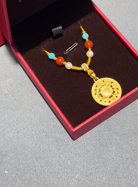 手工编织棕黄玛瑙吊坠绳显白百搭锁骨链可穿黄金吊坠八宝罗盘项链