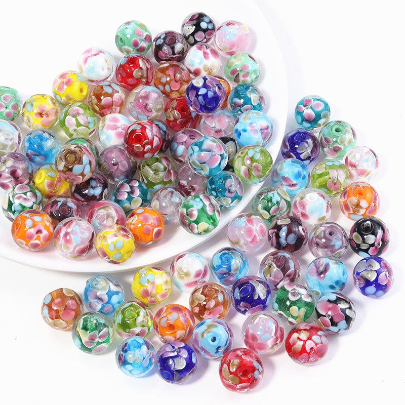 12mm有孔琉璃珠彩色梅花玻璃球手工diy串珠材料配件气泡花瓣珠子,淘宝优惠券,粉丝福利购,淘宝优惠卷