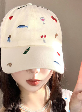可爱卡通刺绣棒球帽女休