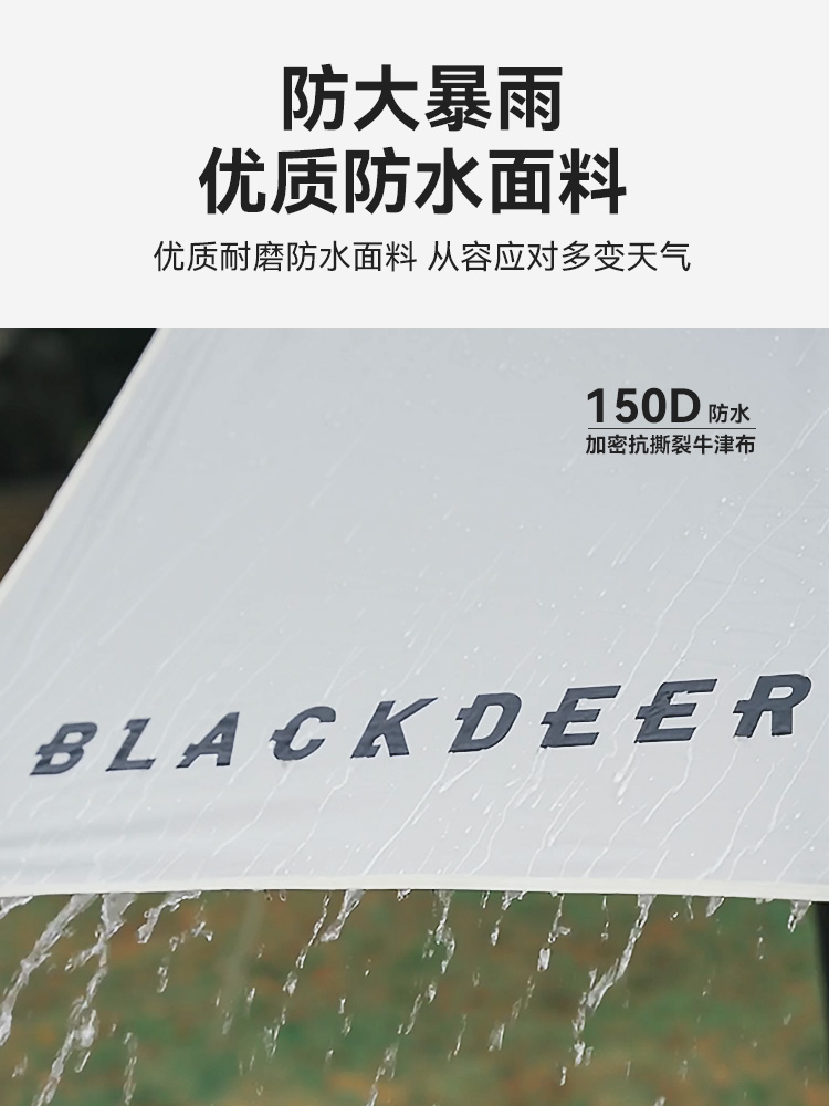 黑鹿blackdeer沐风天幕六角黑胶涂银防晒防雨布户外露营遮阳棚 - 图2