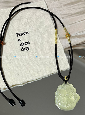 天然黄水晶狐狸吊坠九尾狐水晶项链挂坠中国风狐牌锁骨链女简约绳