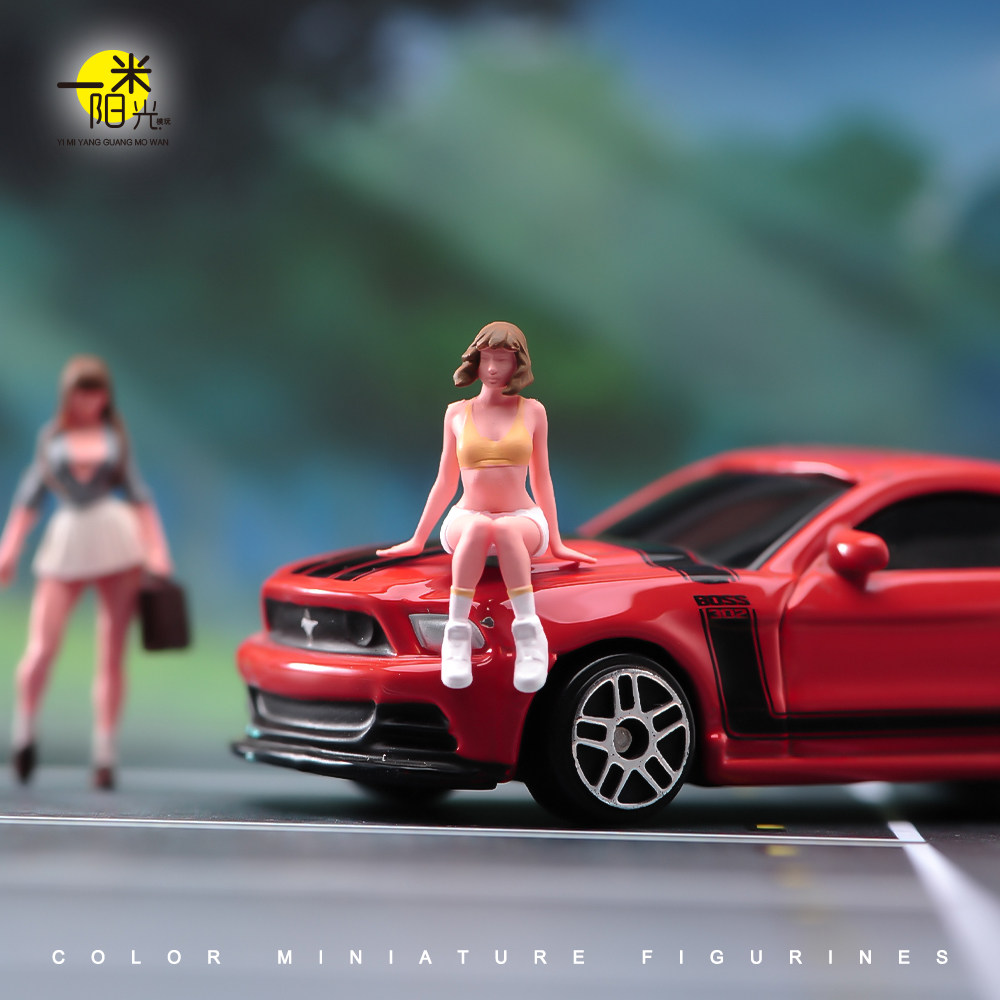 现货 1/64 短发坐姿女孩 微缩场景微拍摄影车模型手工涂装小人偶,淘宝优惠券,粉丝福利购,淘宝优惠卷
