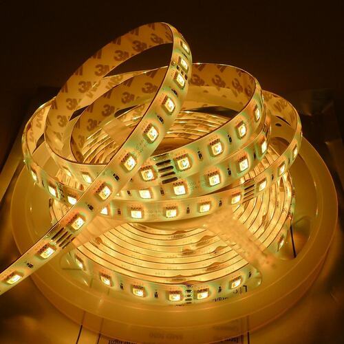 LED灯带5050RGBW12V24V四合一七彩RGB+白光RGB+暖白灯条闪变灯带 - 图1