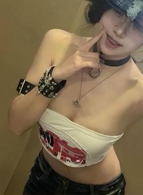 y2k千禧辣妹暗黑涩谷铆钉皮革手环女款个性朋克星星链条手链手饰