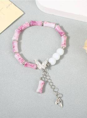 新款创意水墨蝴蝶手链女清冷小众设计感节节高升学生情侣手串饰品