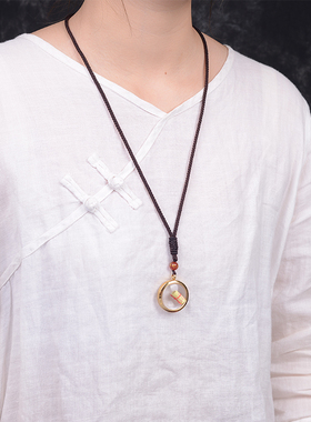 天然白水晶空心朱砂女可打开