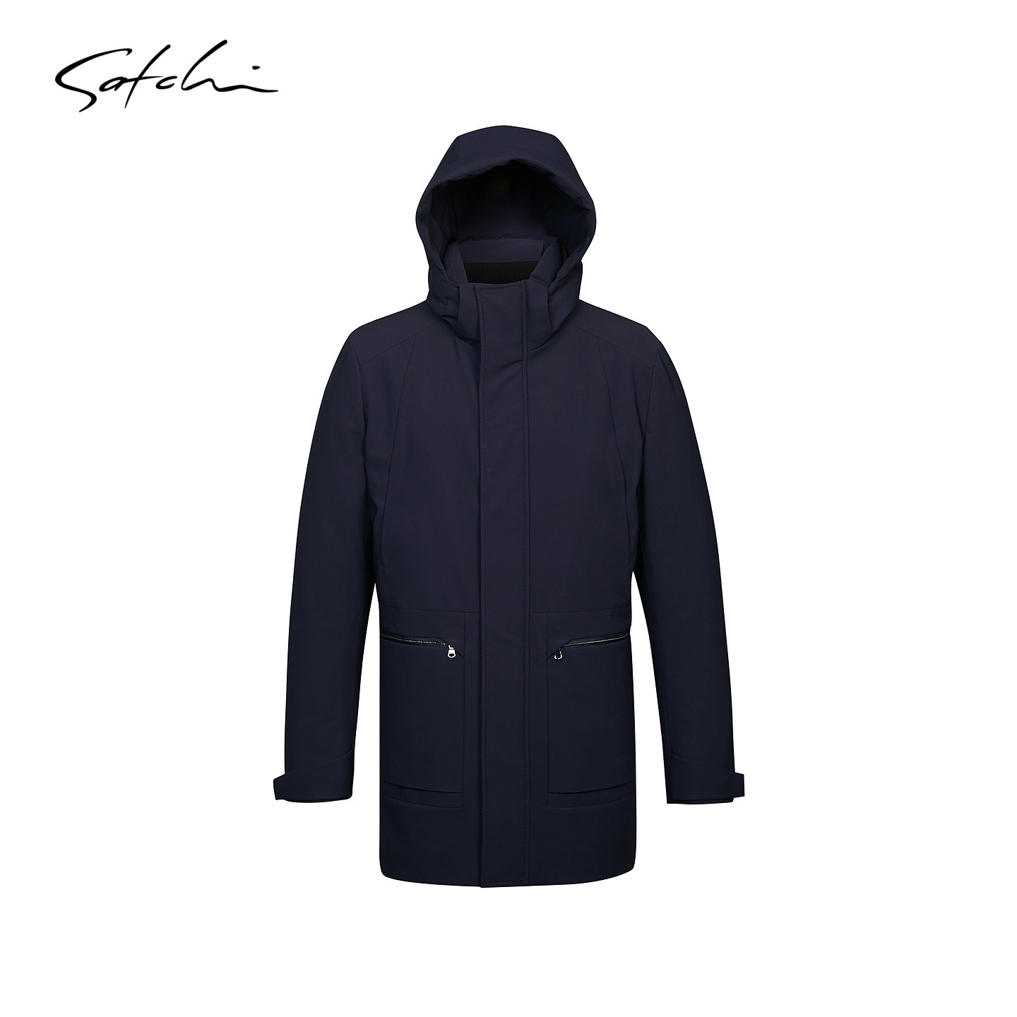 SATCHI沙驰男装男士羽绒服冬季新款商务休闲中长款连帽保暖外套厚