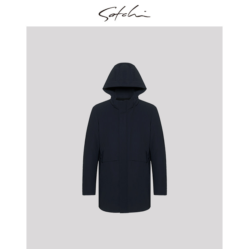 SATCHI沙驰男装男士羽绒服冬季新款高端商务中长款鸭绒外套男