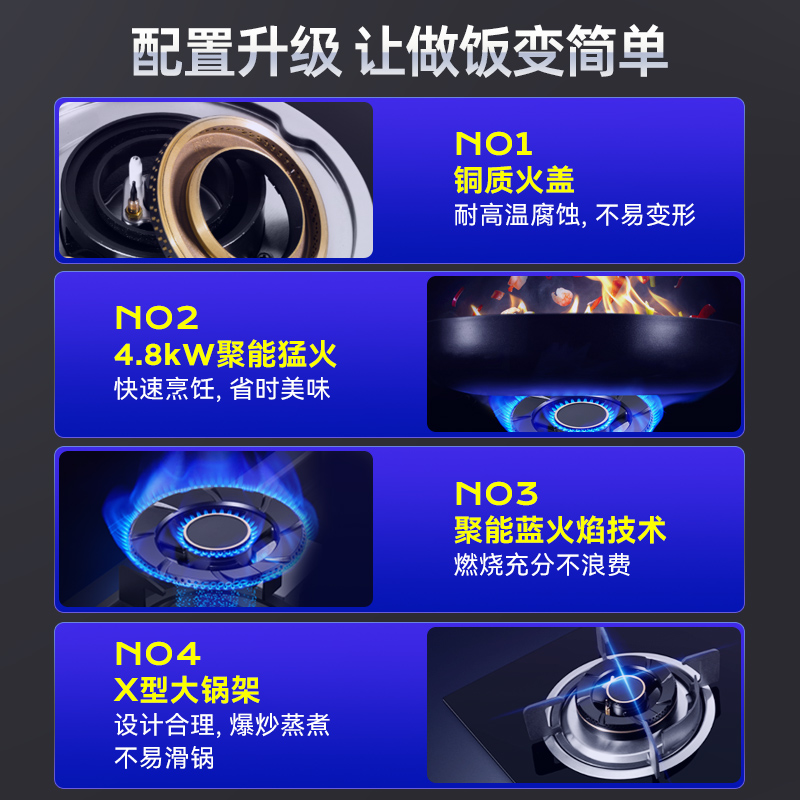 森太 5.2KW煤气灶燃气灶猛火双灶嵌入台式节能天然气不锈钢灶家用 - 图1