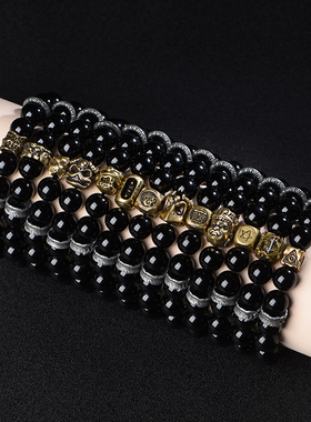 黑曜石手链国潮黑武士天然乌金