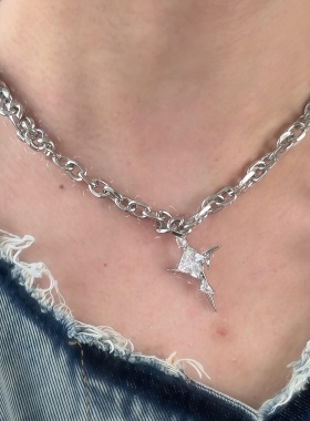 冰裂钛钢项链男女小众设计轻奢