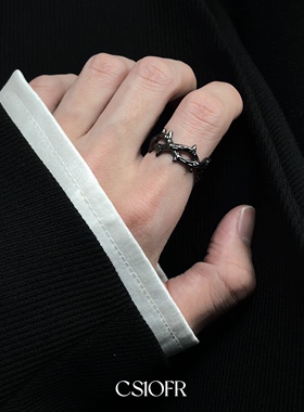 暗黑风男女戒指小众设计