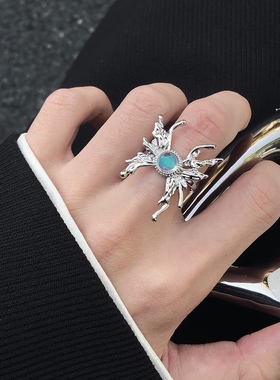 梦幻月光蝴蝶戒指男女小众设计