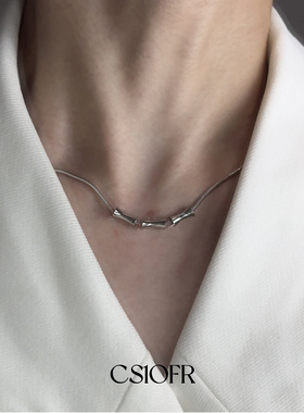 CS1OFR新中式竹节钛钢项链男女小众设计ins时尚甜酷锁骨链潮