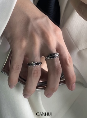 男女暗黑风小众设计戒指开口调节