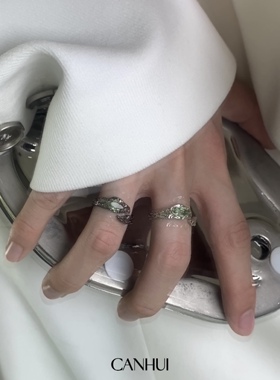 男女小众戒指猫眼开口可调节