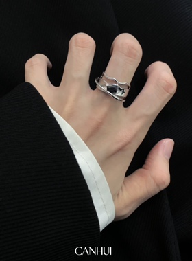 男女暗黑风小众设计戒指开口调节