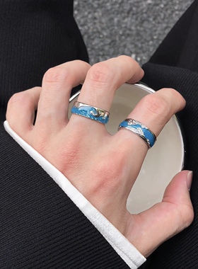 星辰大海蓝光戒指男女小众设计