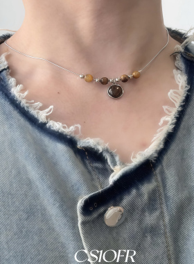 虎眼石项链男女小众设计轻奢