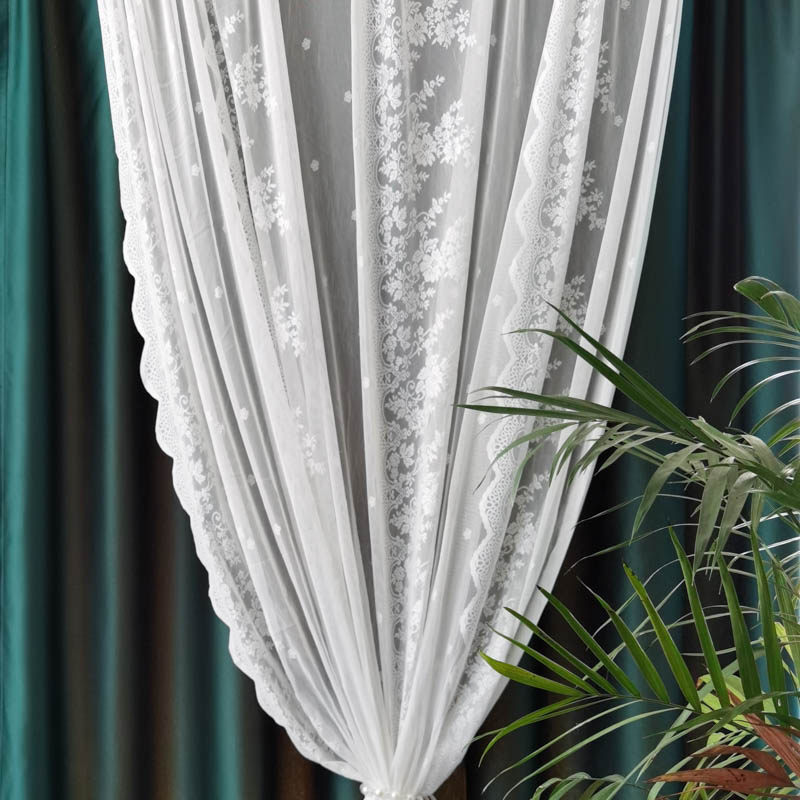 【蕾丝】法式浪漫中式现代轻奢高档蕾丝波浪边窗纱透光白纱帘客厅,淘宝优惠券,粉丝福利购,淘宝优惠卷