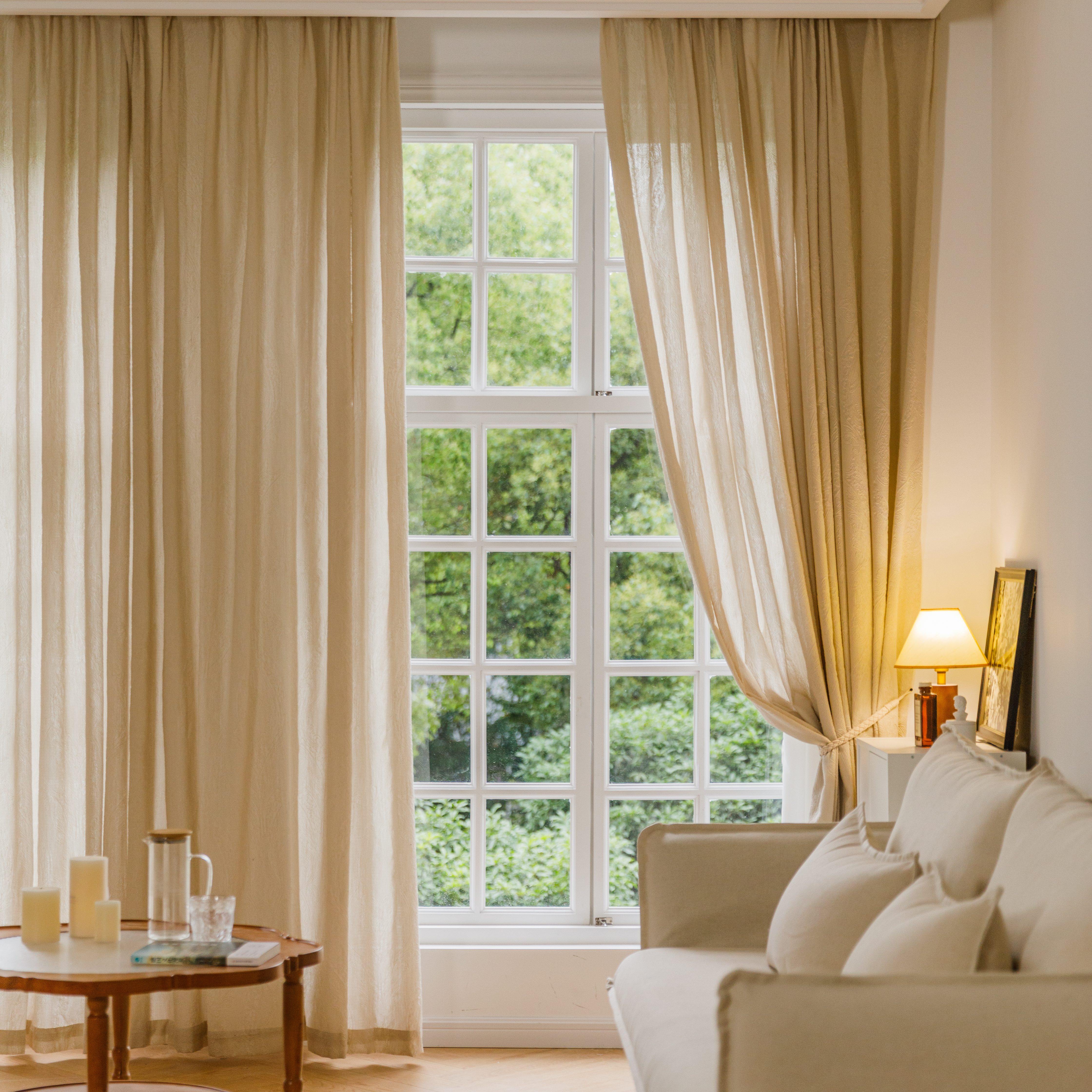 法式浮雕纱浪漫复古客厅阳台卧室透光不透人厚提花奶油风唯美窗纱,淘宝优惠券,粉丝福利购,淘宝优惠卷