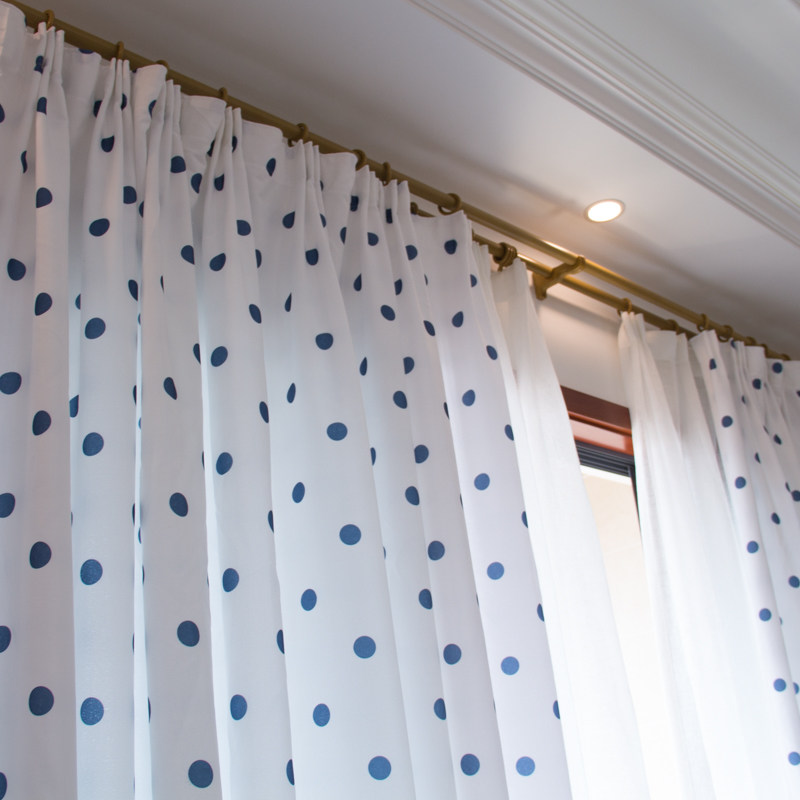 【圆点】点睛清爽蓝色波点白色窗帘儿童房书房客厅清新简约现代窗,淘宝优惠券,粉丝福利购,淘宝优惠卷