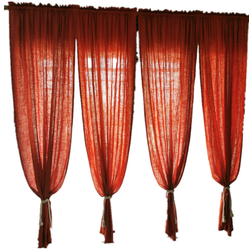 【火晶】点睛专业定制做 美式乡村复古 橘黄色纯色棉麻亚麻窗帘纱,淘宝优惠券,粉丝福利购,淘宝优惠卷