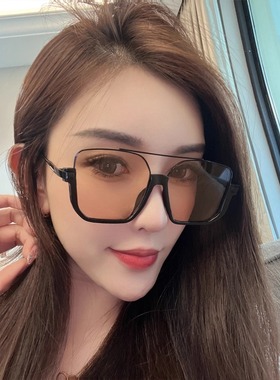 黑框茶色墨镜男高级感痞帅大框显瘦眼镜显脸小女夏防晒太阳镜近视