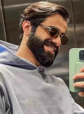 贝克汉姆复古老钱风多边形墨镜