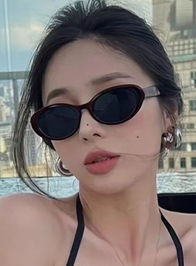 韩系酒红色墨镜2024新款太阳镜女