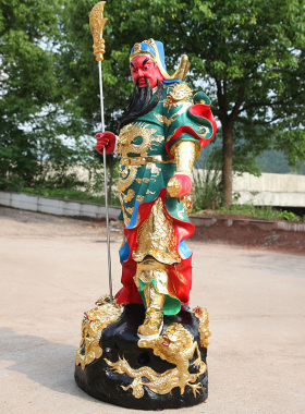 寺庙供奉大型彩绘关公菩萨武财神