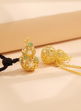 朵素复古镂空葫芦珍珠毛衣链