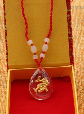 镶金十二生肖兔年宝宝儿童成人红绳属相吊坠饰品项链挂件礼物