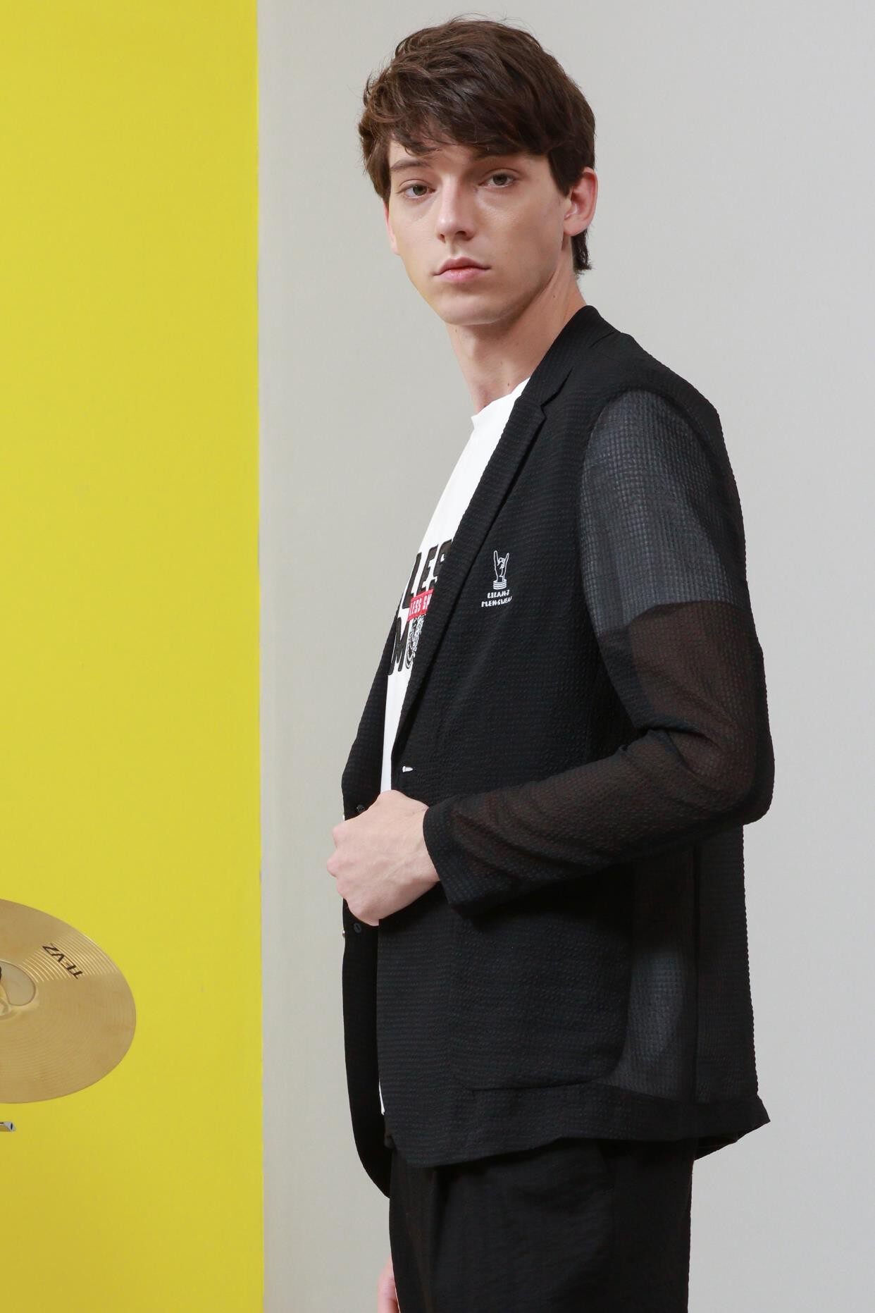 2023夏 利牌19CKF311SA 男薄款时尚便服商务休闲黑色单西西服外套 - 图1