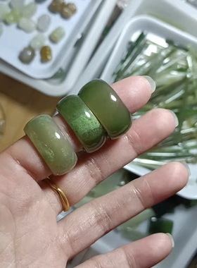 天然和田玉扳指戒指冰透个性飘花指环玉卡20mm宽版素圈圆条男女款