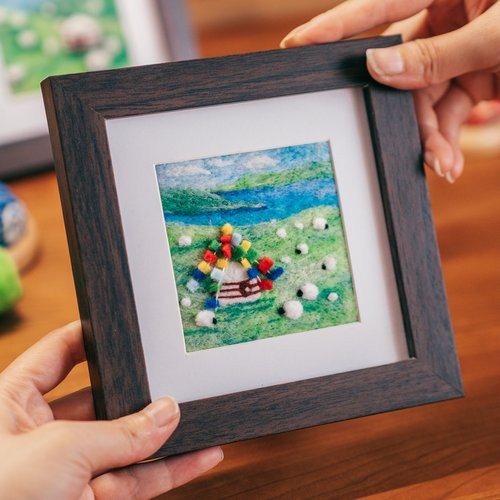 草原蒙古包相框画摆件羊毛毡戳戳乐手工diy材料包节日生日礼物 - 图2