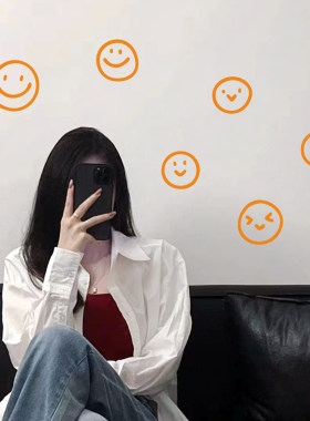 防撞可爱玻璃笑脸橱窗贴纸哈哈墙面装饰创意图案门贴窗奶茶店墙贴